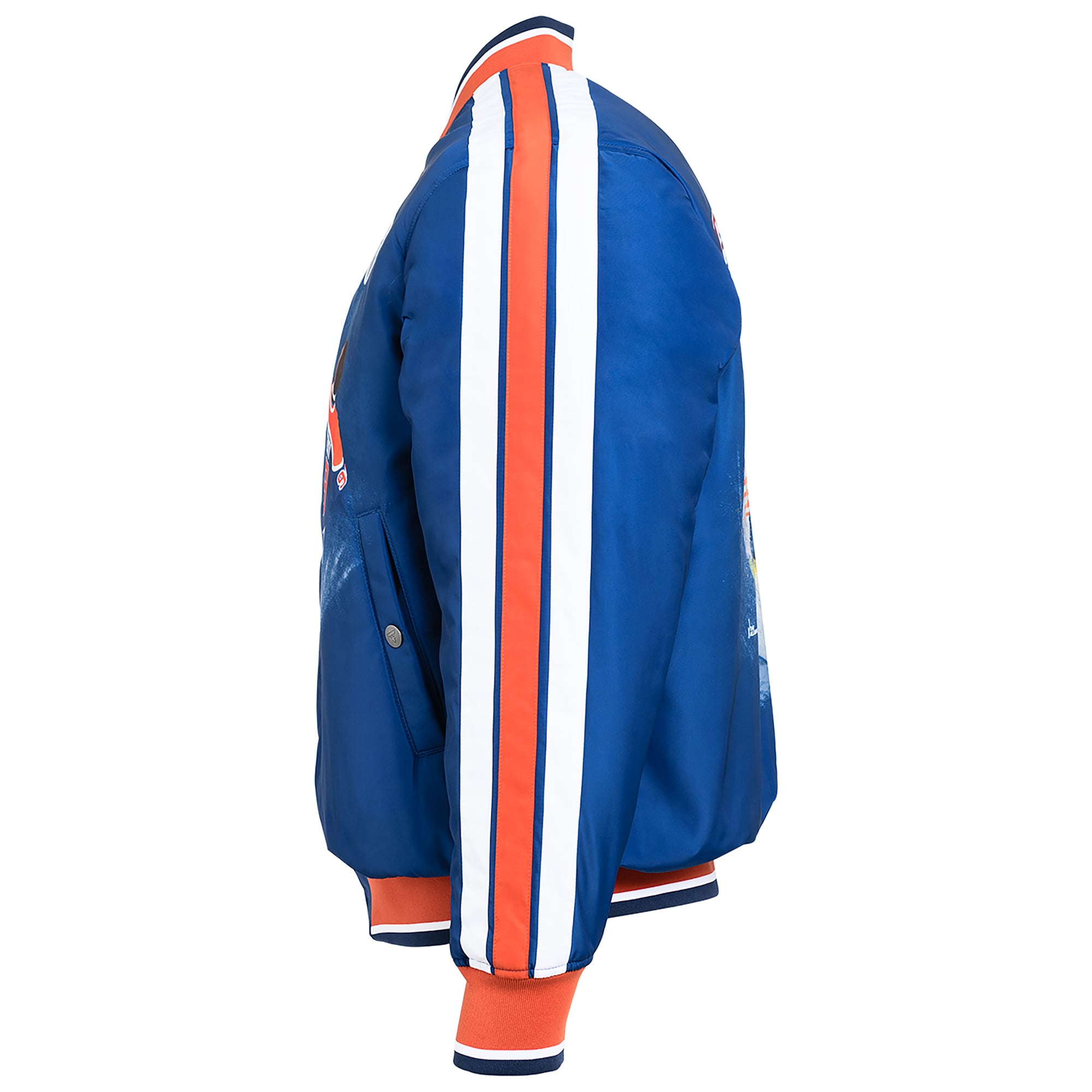 Veste bomber réversible zippée pour homme FE Wayne Gretzky Royal/Marine des Oilers d'Edmonton